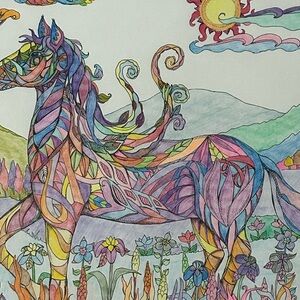 Vibrant Multicolor Horse Illustration